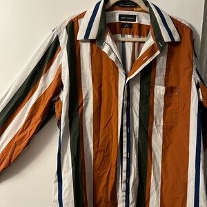 Paul Fredrick Brown and White Striped Shirt